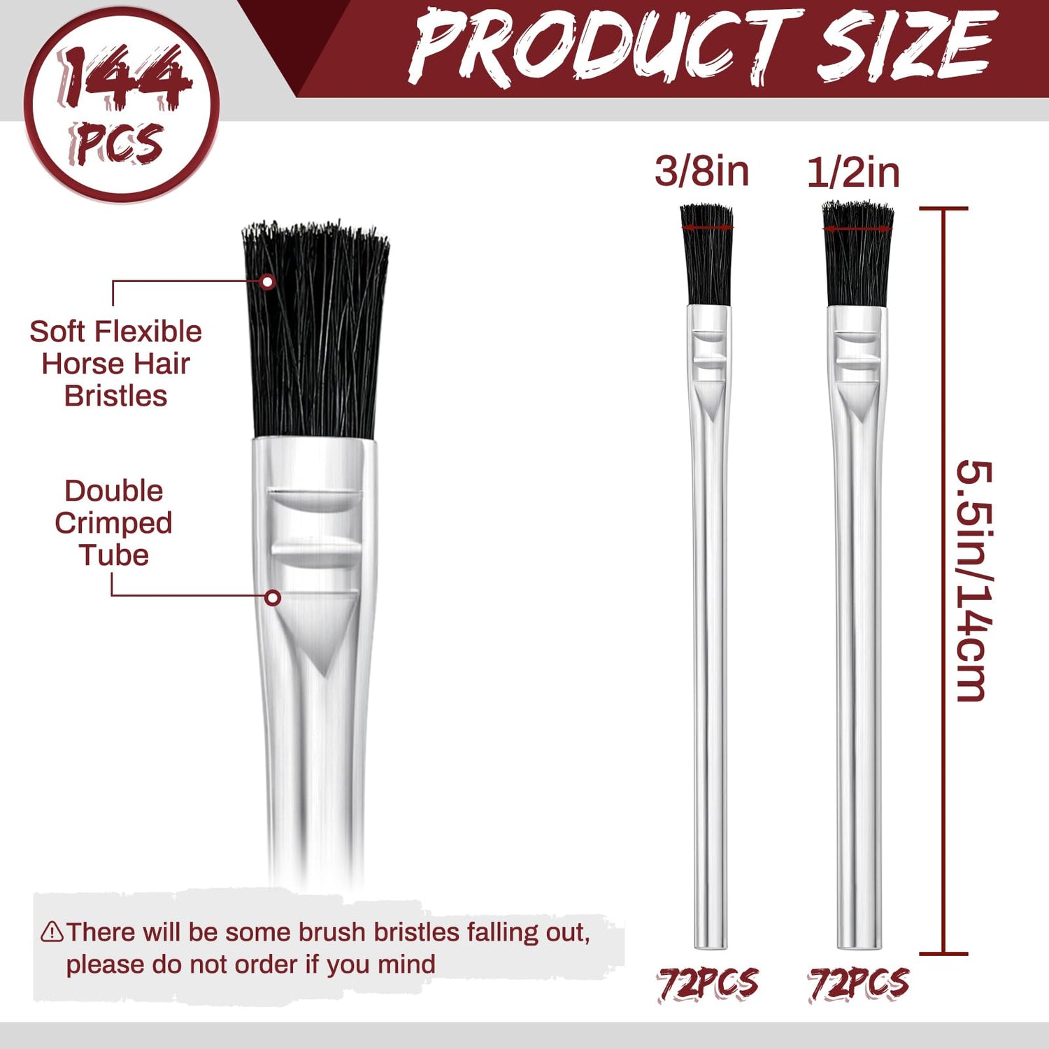 Mifoci 144 Pcs Acid Brush Bulk Boar Hair Acid Flux Brushes Epoxy Wood Glue Brush Metal Tubular Handle Disposable Glue Brushes for Woodworking Mifoci