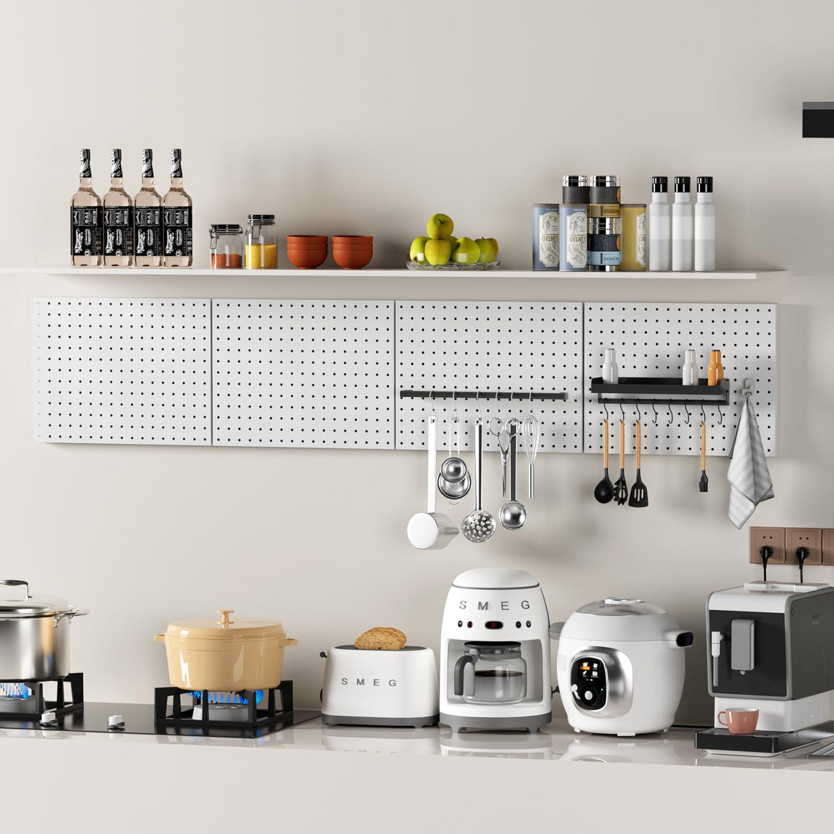 Heavy Duty Metal Pegboard Organizer - Wall Storage Steel Peg Board Panels Set 1/4 inch Round Holes 17"x13" 4 Pack Garage Craft Tool Display Hanging G.CORE