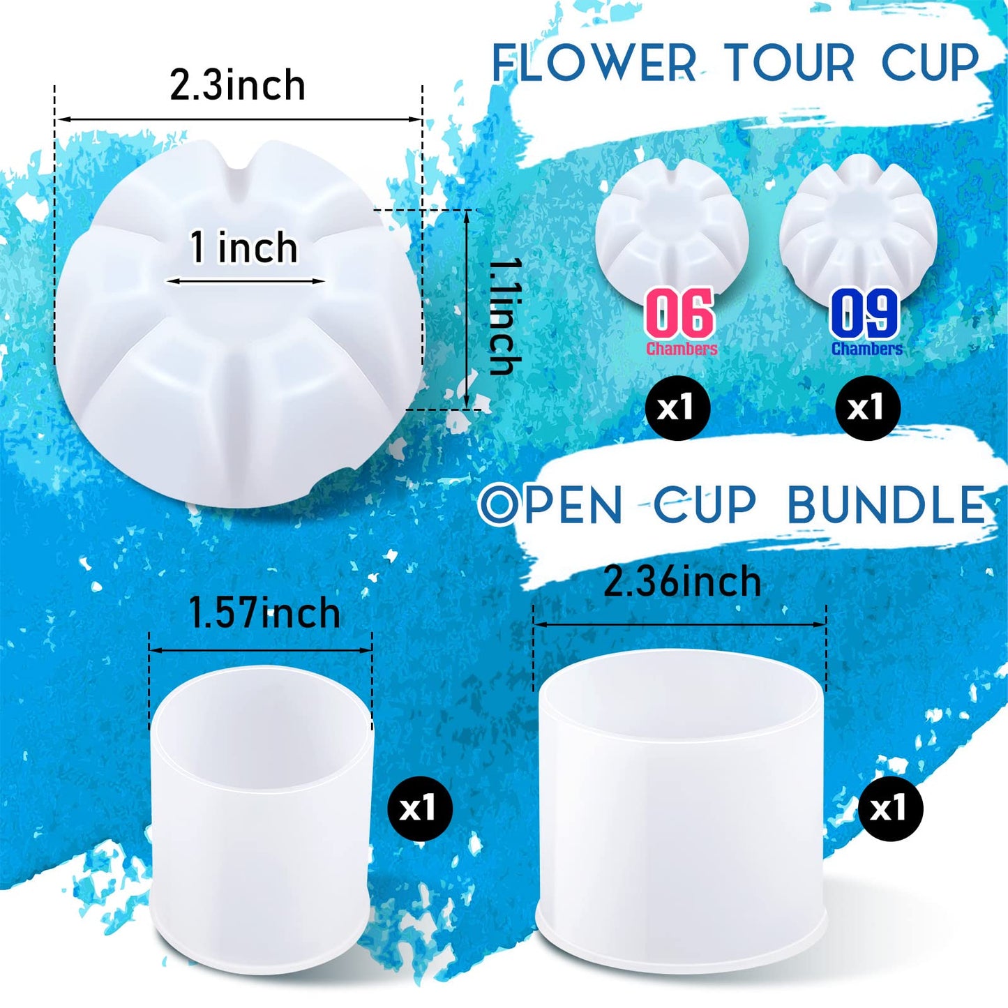 7 Pcs Paint Pour Cup Bundle 3 Pcs Acrylic Paint Pouring Cup Multi Channel Split Cup for Paint Pouring 2 Pcs Large Open Cup 2pcs Flower Pour Cup for - WoodArtSupply