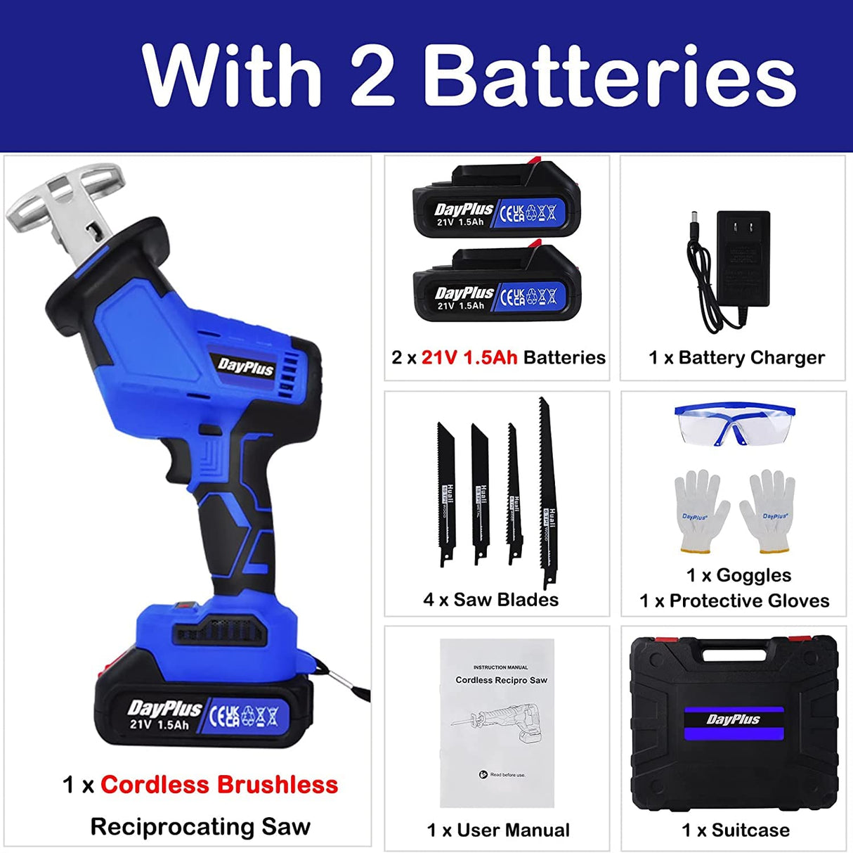 Cordless Reciprocating Saw, 21V MAX Brushless Powerful Battery Powered Sawzall, Variable Speed Electric Saw, Tool-Free Blade Change, LED Light, Sabre Royalswill