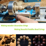 Mini Wood Lathe Machine Multi-Purpose Upgraded And Lengthened Processing Diameter 11inch Support Turning Cutting Sanding Polishing Wood, Professional FesmTek