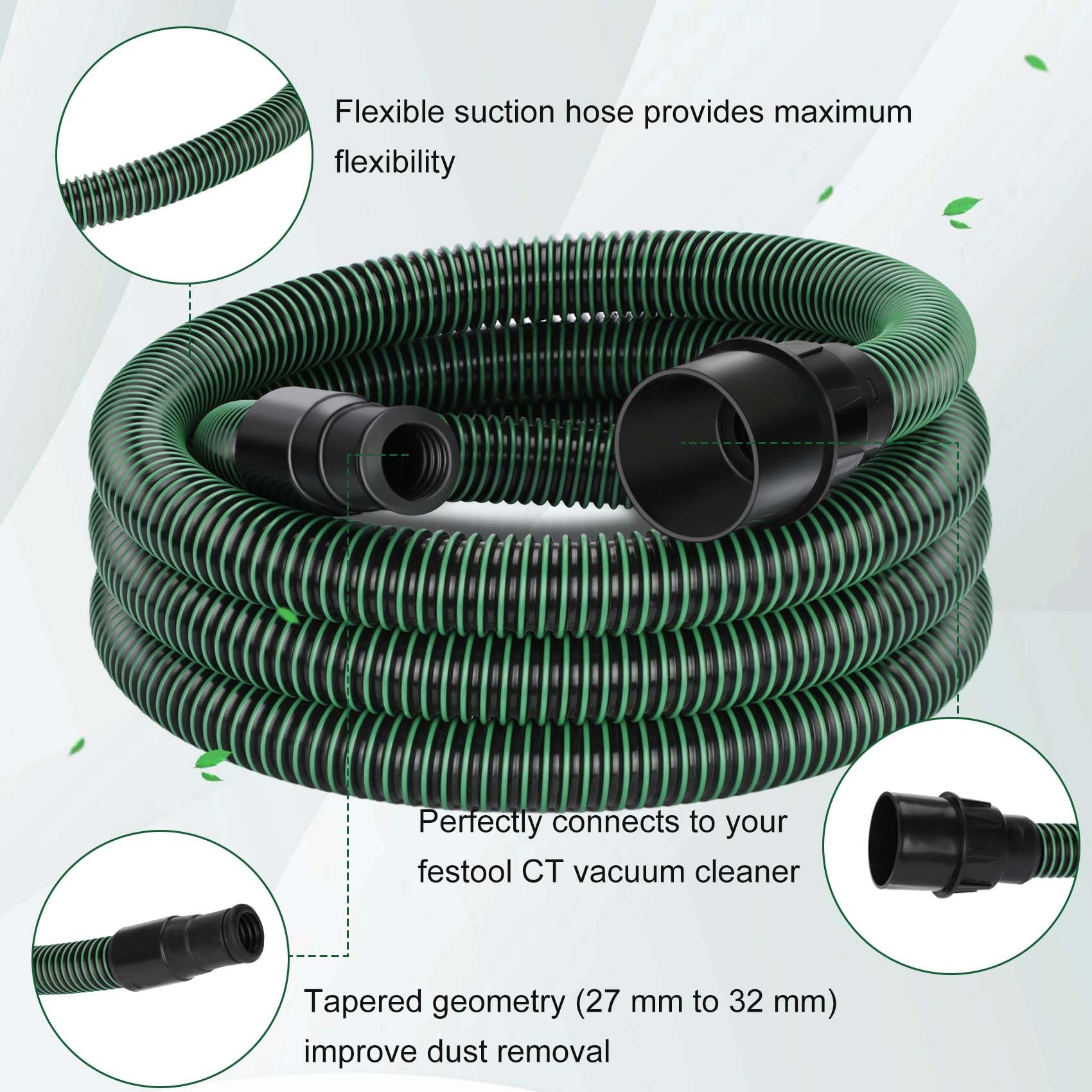 Dust Extractor Hose for Festool Vacuum Suction Hose D27/32x5m, Compatible with festool CT 26/36/48 CT 15/25 CT MINI and CT MIDI from 2019 onwards - WoodArtSupply