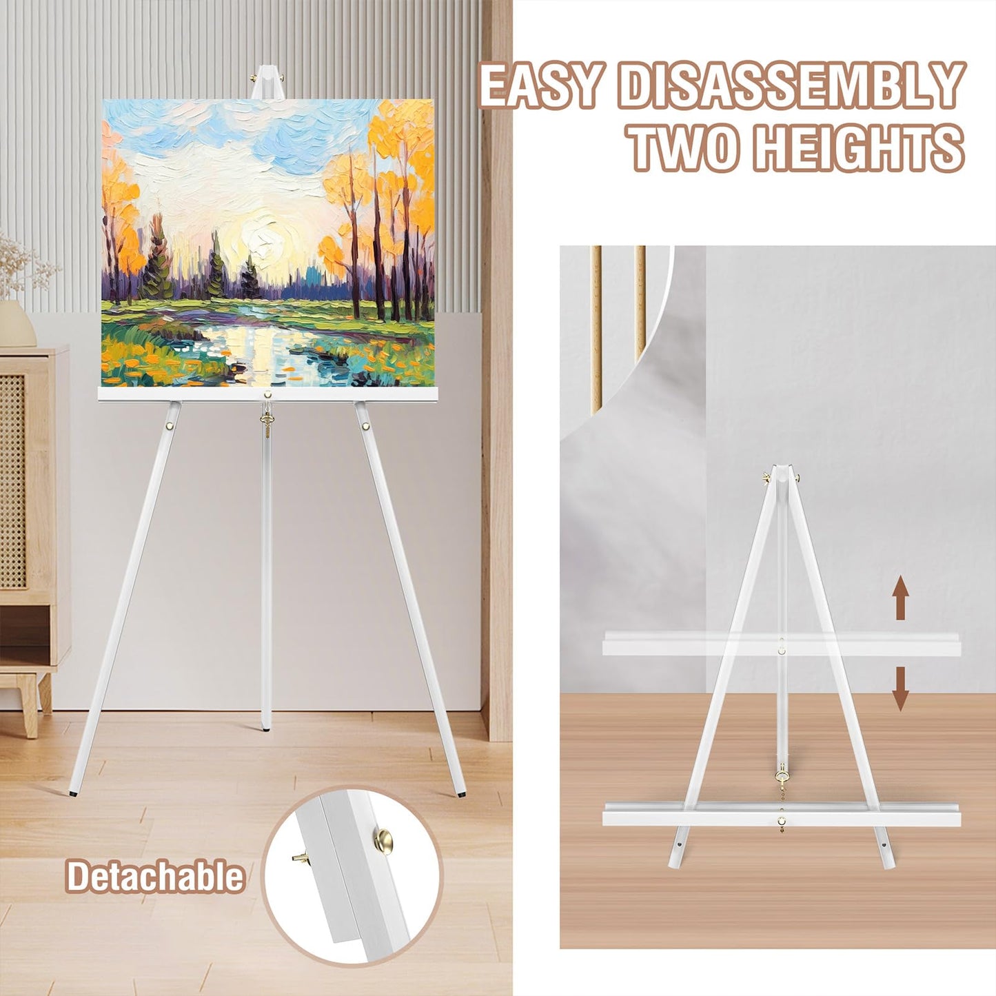 abitcha Art Easel Wooden Stand - 63" Portable Tripod Display Artist Easel - Adjustable Floor Wood Poster Stand for Wedding, Painting, Drawing, - WoodArtSupply