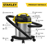 Stanley SL18136 Wet Dry Vacuum, 3 Gallon, 4.0 HP, Stainless Steel Stanley