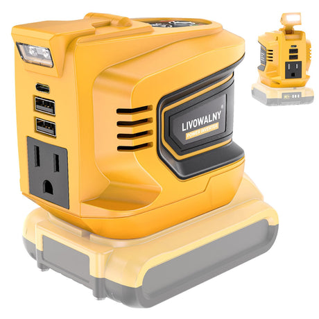 200W Power Inverter for Dewalt 20V Battery, DC 20V to AC 110-120V Battery Inverter, Portable Power Station Generator, Charger Adapter Battery Powered LIVOWALNY