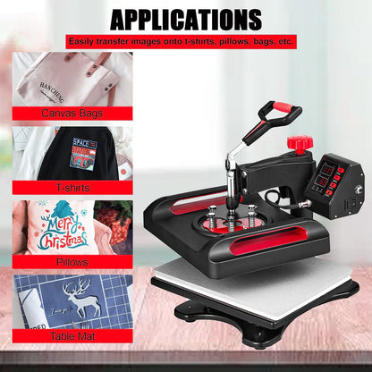 Heat Press,12x15 in, Assemble Sublimation Transfer, 360 Swing Away Digital Sublimation, Fast Heating, with Anti-Scald Surface, for T-Shirts, Bags, - WoodArtSupply