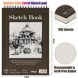9 x 12 inches Sketch Book, Top Spiral Bound Sketch Pad, 1 Pack 100-Sheets (68lb/100gsm), Acid Free Art Sketchbook Artistic Drawing Painting Writing Fuxi