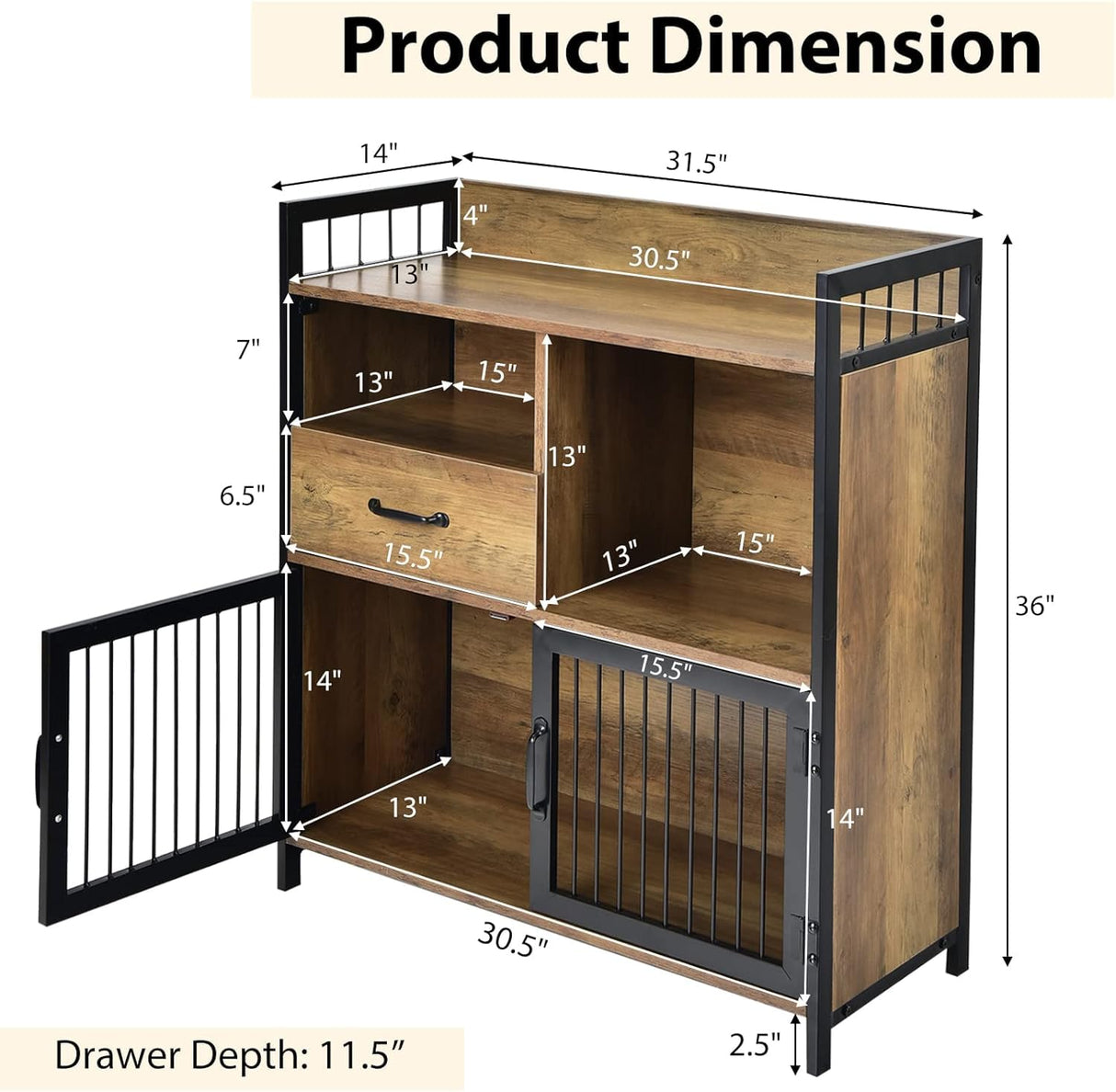 LOKO Buffet Cabinet with Storage, Rustic Kitchen Sideboard Storage Cabinet with Drawer, Credenza Storage Cabinet with Metal Mesh Doors, 31.5 x 14 x LOKO
