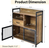 LOKO Buffet Cabinet with Storage, Rustic Kitchen Sideboard Storage Cabinet with Drawer, Credenza Storage Cabinet with Metal Mesh Doors, 31.5 x 14 x LOKO