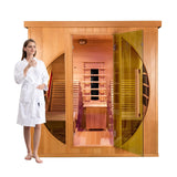 ZONEMEL Far Infrared 2 Person Wooden Sauna Room with Recliner, Red Cedar Luxury Indoor Sauna with 9 Heating Panels, Oxygen Bar, 3400 Watt, Infrared ZONEMEL