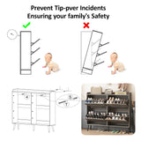 Maupvit Large Shoe Cabinet with 4 Flip Drawers, Freestanding Shoe Cabinet Organizer with Metal Drawer Bracket, Shoes Storage Cabinet for Entryway, Maupvit