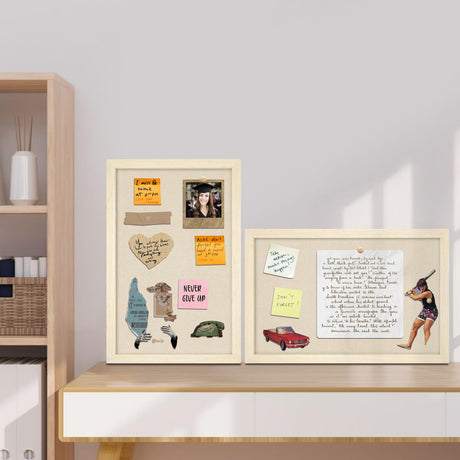 Egofine Cork Board Bulletin Board with Linen, 16x11 Wood Frame Pin Board Wall Decor, 2 Pack Cork Boards for Walls, Hanging Horizontal or Vertically Egofine