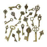 125 PCS Vintage Skeleton Key Set Charms, JIALEEY Mixed Antique Style Bronze Brass for Pendant DIY Jewelry Making Wedding Party Favors JIALEEY