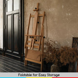 MEEDEN Large Studio Artist Easel, Adjustable Studio Painting Easel, Solid Beechwood H Frame Easel, Display Art Easel for Watercolor, Acrylic, Oil MEEDEN