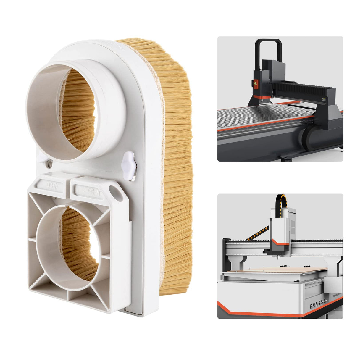 80mm/3.15" Spindle Dust Shoe Boot Cover Collector with Double Straight Slots Design for C-N-C Router Engraving Milling Machine Woodworking Machines TouSuaRSi