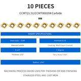 14 Pieces Lathe Boring Bar Set 4 Pieces 95 Degree S07K/ S08K/ S10K/ S12M-SCLCR06 Lathe Boring Internal Turning Bar Holder with 10 Pieces CCMT0602 Honoson