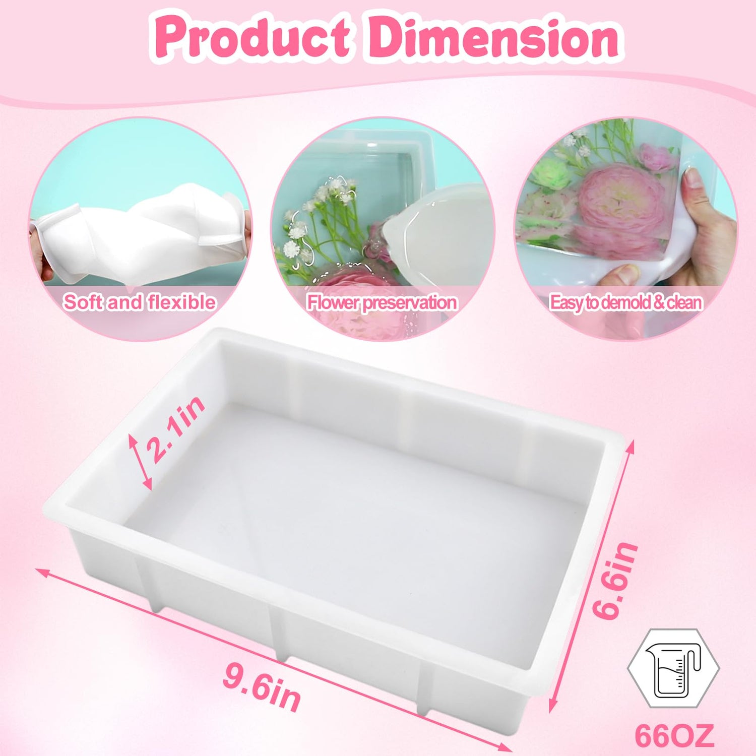 YOILES Resin Molds, Rectangle Silicone Molds for Resin, Epoxy Resin Molds for Flower Preservation, Large Resin Mold for DIY Wedding Bouquet YOILES