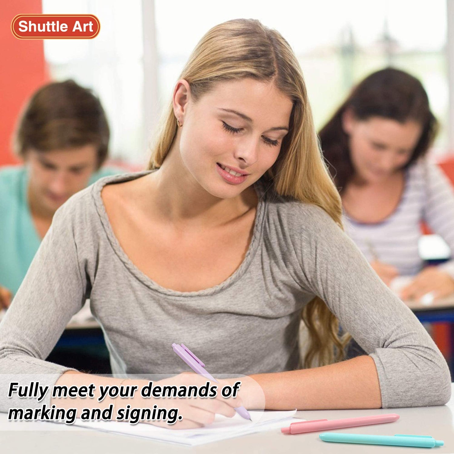 Shuttle Art Retractable Pastel Gel Ink Pens, 11 Pack Black Ink Pens, Cute Pens 0.5mm Fine Point for Writing Journaling Taking Notes School Office Shuttle Art