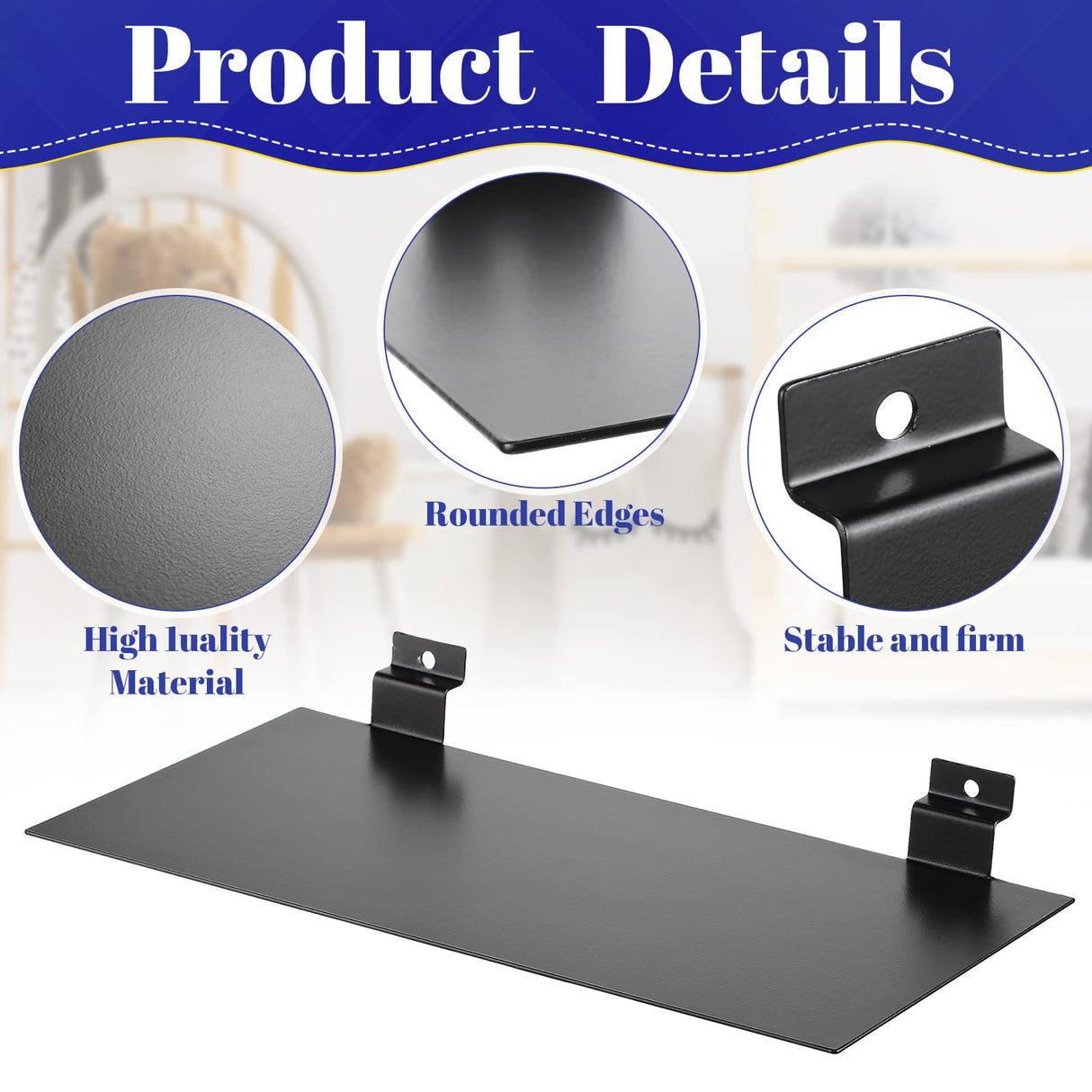 LEIFIDE Metal Slatwall Shelves 12 x 6 Inch Flat Display Shelves Hanging Slatwall Accessories for Slat Wall Bedroom Office Home Gaming Room Retail LEIFIDE