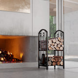 Fire Beauty Fireplace Firewood Log Rack 5-Piece Storage Logs Holder with Tools Set with 4 Tools Set Fireside Holders Wood Lumber Storage Stacking Fire Beauty