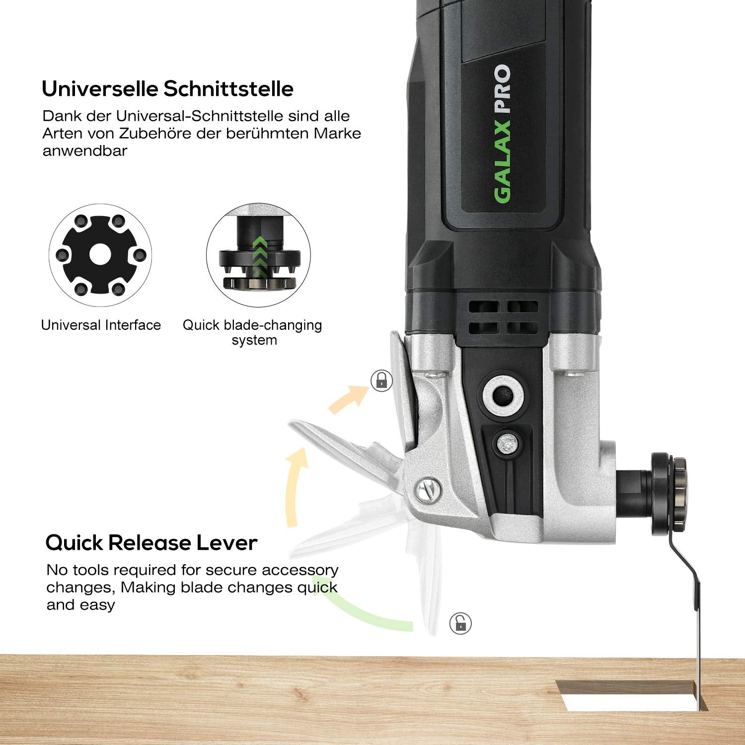 GALAX PRO 3.5A 6 Variable Speed Oscillating Multi Tool Kit with Quick Clamp System Change and 30pcs Accessories, Oscillating Angle:4° for Cutting, - WoodArtSupply