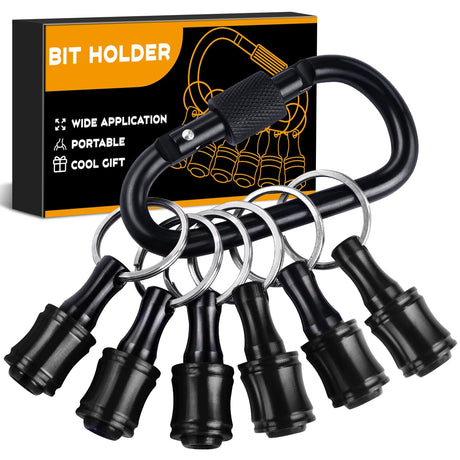 AMZBUY Screwdriver Bits Holder Tool Set - 6Pcs Hex Keychain with Magnetic Tip, Nut Adapter and Belt Clip, Quick Change Release for Power and Hand AMZBUY