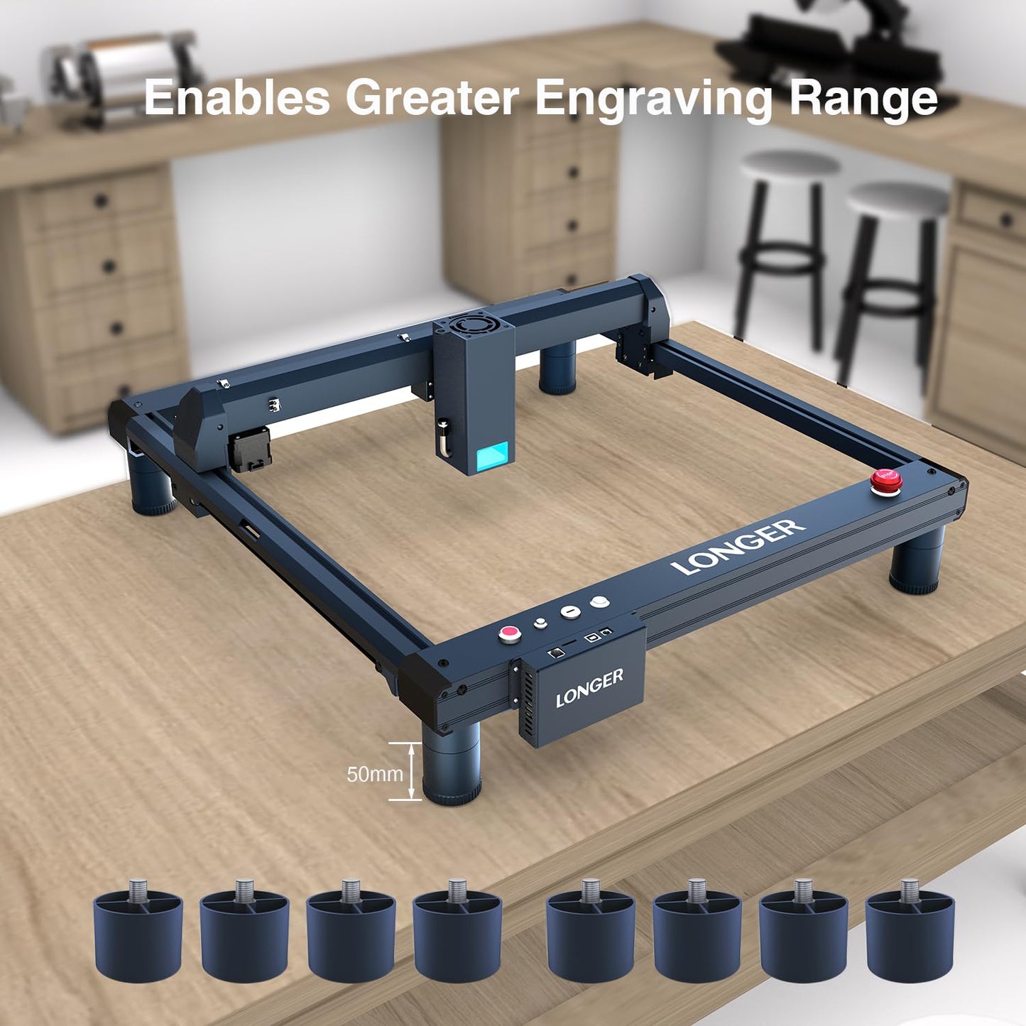 Longer B1 Laser Engraver Height Extension Kit 8 Riser Pads, Specially Designed for Laser Engraving Machines - WoodArtSupply