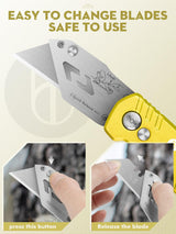 Utility Knife, BIBURY Upgraded Version Heavy Duty Box Cutter, Pocket Carpet knife with 10 Replaceable SK5 Stainless Steel Blades, Belt Clip, Easy BIBURY