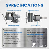 Forward CR60A 6.5-Inch Bench Vise Swivel Base Heavy Duty with Anvil (6 1/2") Gray Forward