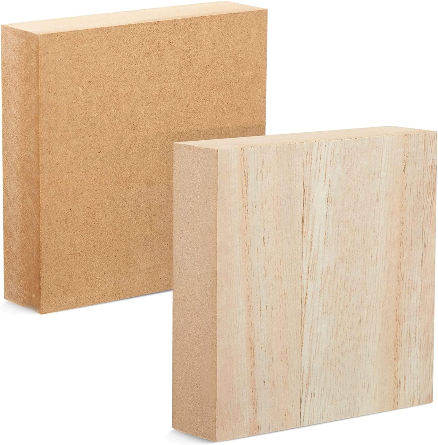 Unfinished MDF Wood Blocks for Crafts, 1 in Thick Wooden Square Blocks (4X4 In, 4 Pack) - WoodArtSupply
