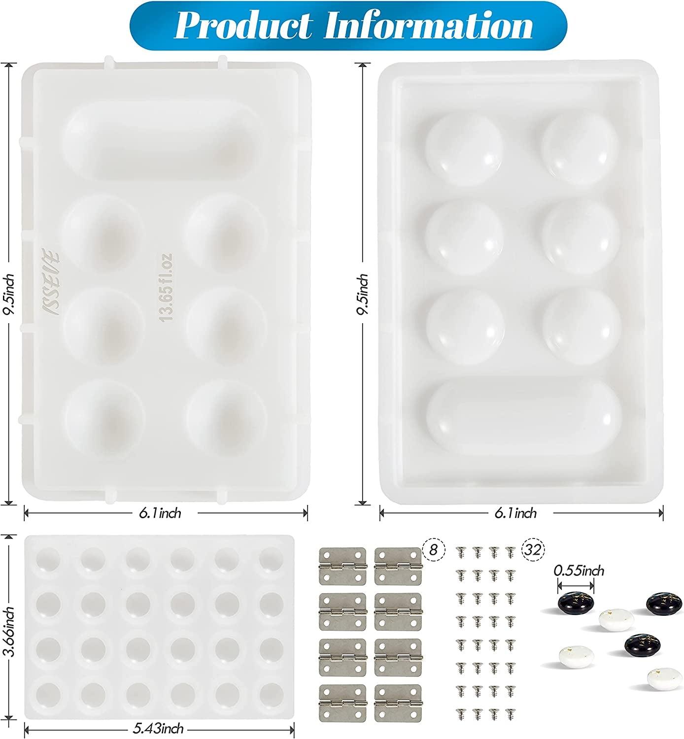 Mancala Board Game Resin Molds Set, Epoxy Silicone Resin Molds Kit with 2Pcs Mancala Board Silicone Molds 1Pc Mancala Stones Mold, Epoxy Molds for Resin Casting, DIY Family Party Board Games - WoodArtSupply