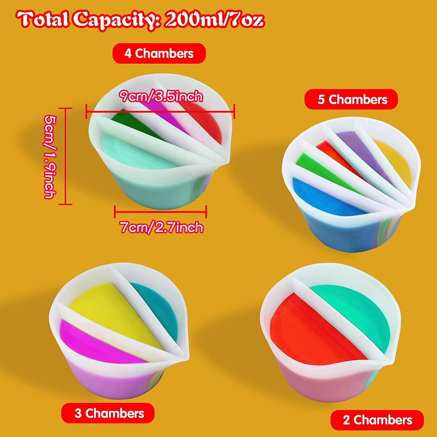 Split Cup for Paint Pouring Fluid Art Silicone Split Cup Resin Pouring Painting Tools DIY Making Drawing Accessories Reusable Split Cup with Dividers (2 Channels) - WoodArtSupply