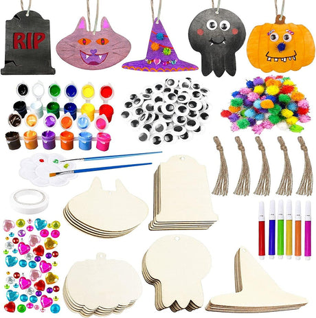 Halloween Crafts for Kids Halloween Decorations Wooden Slices Blank Cutouts Unfinished Wood Hanging Ornaments for Indoor/Outdoor Make Your Own Gift WoodArtSupply