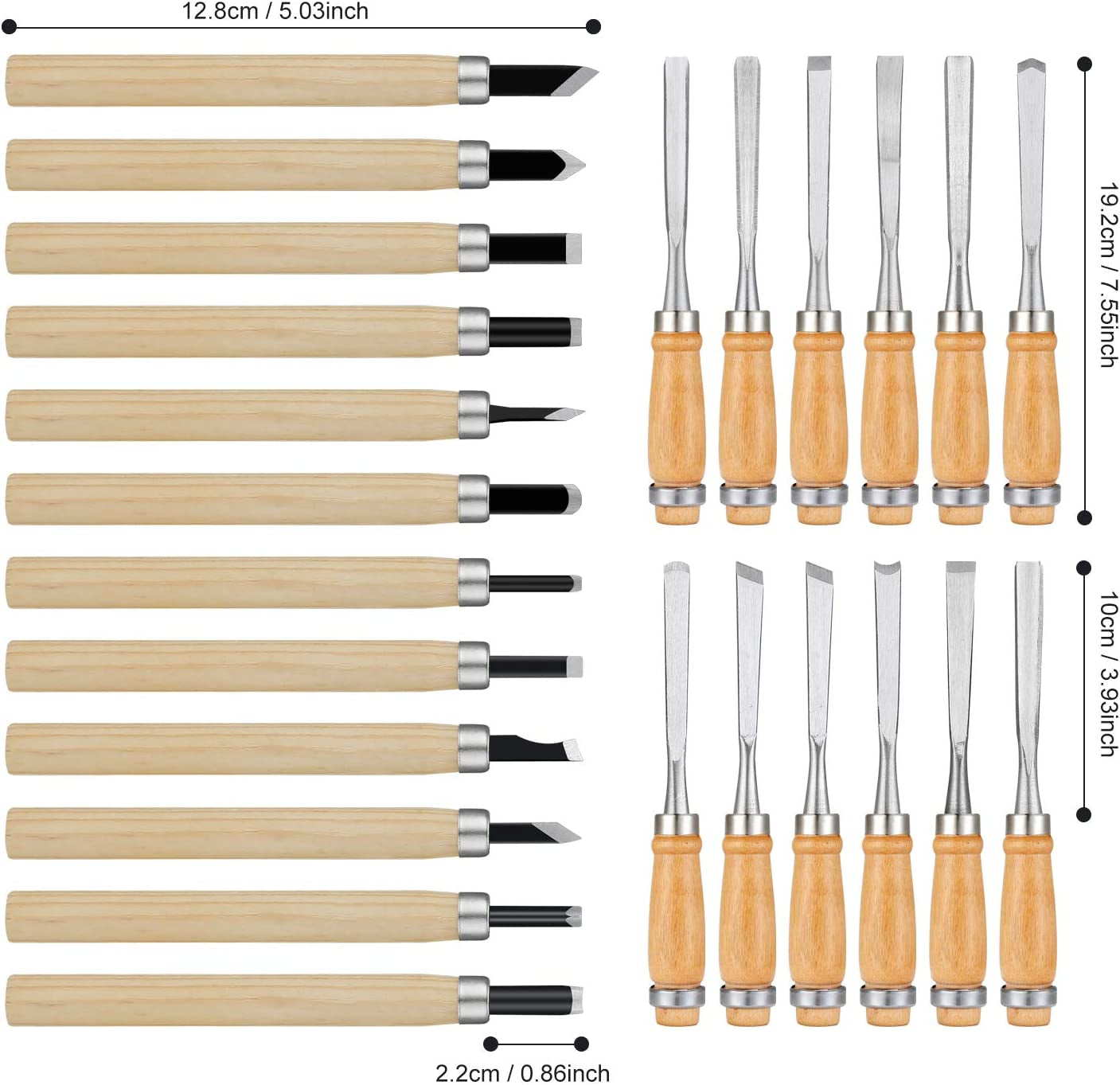 24Pcs Wood Carving Chisel Set Wood Carving Kit Including Small and Large Size Wood Carver Set