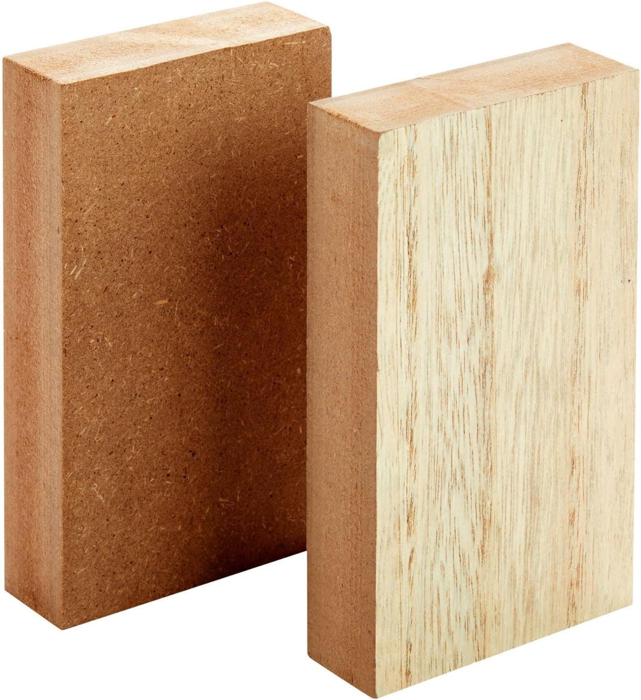 4 Pack Unfinished MDF Wooden Boards for Crafts, 1 Inch Thick Rectangle Wooden Blocks (5 X 3 In) - WoodArtSupply