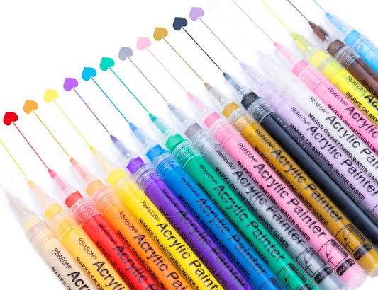 Acrylic Paint Pens, Paint Marker for Rock Painting, 18 Colors Permanent Acrylic Markers Fine Tip - WoodArtSupply