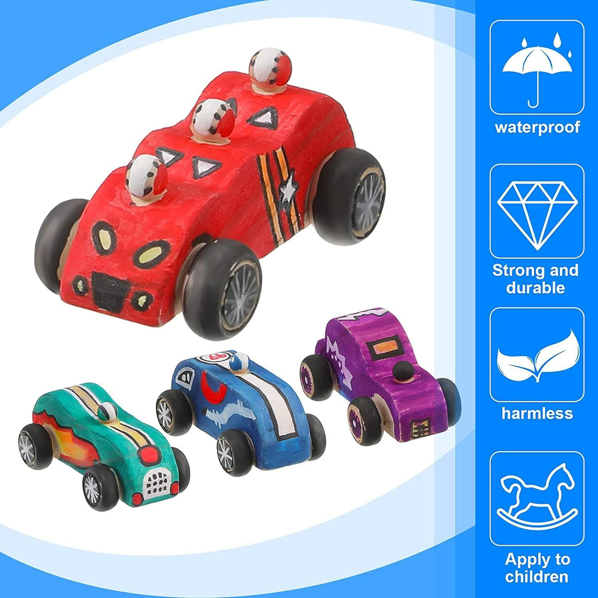 24 Pieces Wood DIY Car Toys Unfinished Wooden Cars Unfinished DIY Car Crafts WoodArtSupply