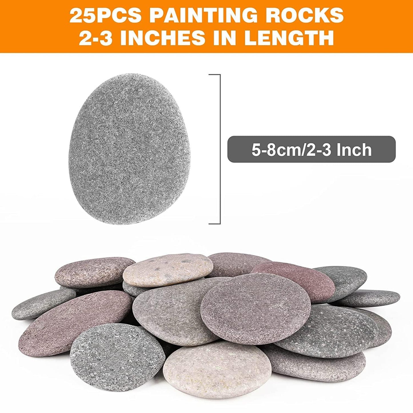 River Rocks for Painting 25 Pcs Large 2-3 Inch Flat Smooth Painting Stones Craft Rock to Paint - WoodArtSupply