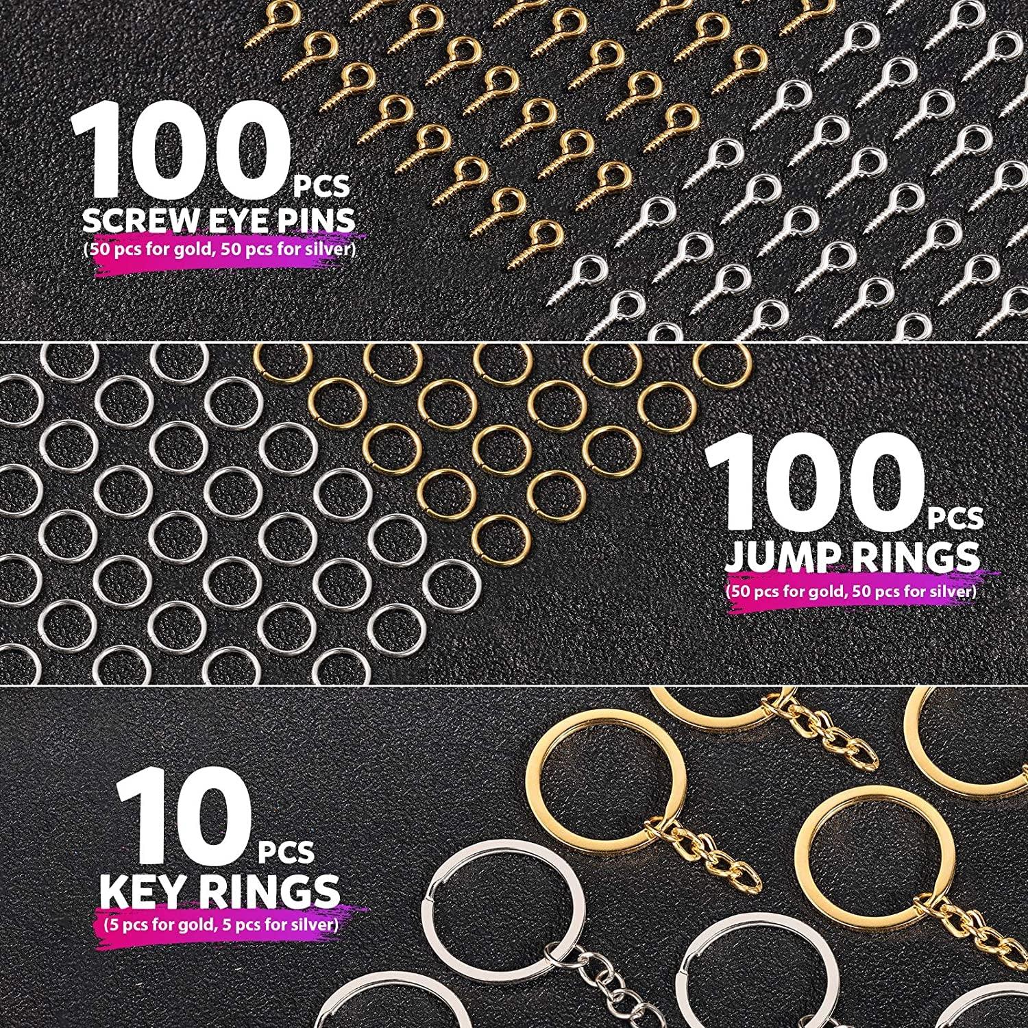 222 PCS Pin Vise Kit for Resin Molds, Steel Hand Drill with Drill Bits & Grip Nose Pliers & Keychain Supplies Jump Rings, Hand Drill for Silicone WoodArtSupply