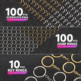 222 PCS Pin Vise Kit for Resin Molds, Steel Hand Drill with Drill Bits & Grip Nose Pliers & Keychain Supplies Jump Rings, Hand Drill for Silicone WoodArtSupply