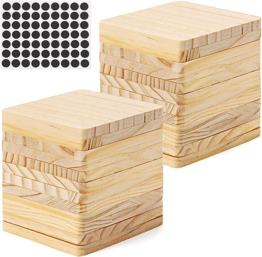 36 Pack Unfinished Wood Coasters,  4 Inch Square Blank Wooden Coasters Crafts Coasters
