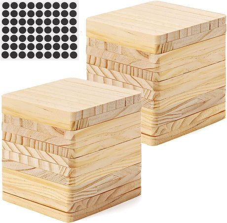36 Pack Unfinished Wood Coasters, 4 Inch Square Blank Wooden Coasters Crafts Coasters WoodArtSupply