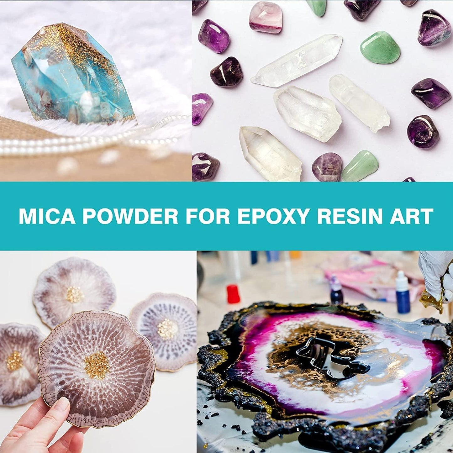 Mica Powder for Epoxy Resin, 36 Color Epoxy Resin Color Pigment, Cosmetic Grade Mica Powder for Soap Making, Candle Making, Lip Gloss, Art Crafts, Bath Bomb, Resin Supplies - 0.1Oz(3G)/Bag - WoodArtSupply
