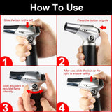 Blow Torch, Professional Kitchen Cooking Torch with Lock Adjustable Flame Refillable Mini Blow Torch Lighter for BBQ, Baking, Brulee Creme, Crafts WoodArtSupply