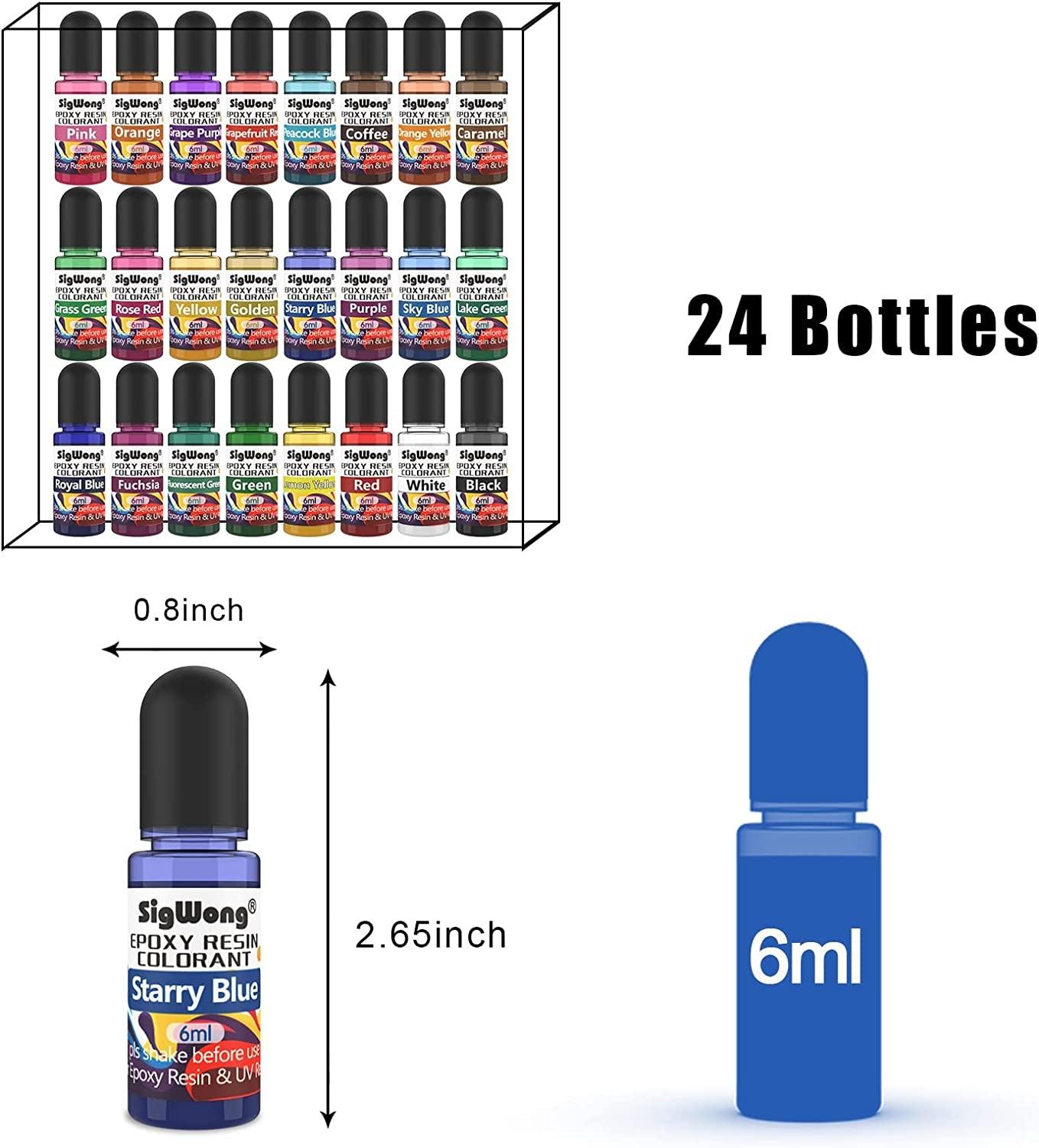 Epoxy Resin Pigment - 24 Colors Liquid Translucent Epoxy Resin Colorant, Highly Concentrated Dye for DIY Jewelry Making, Paint, Craft - 6Ml Each, WoodArtSupply