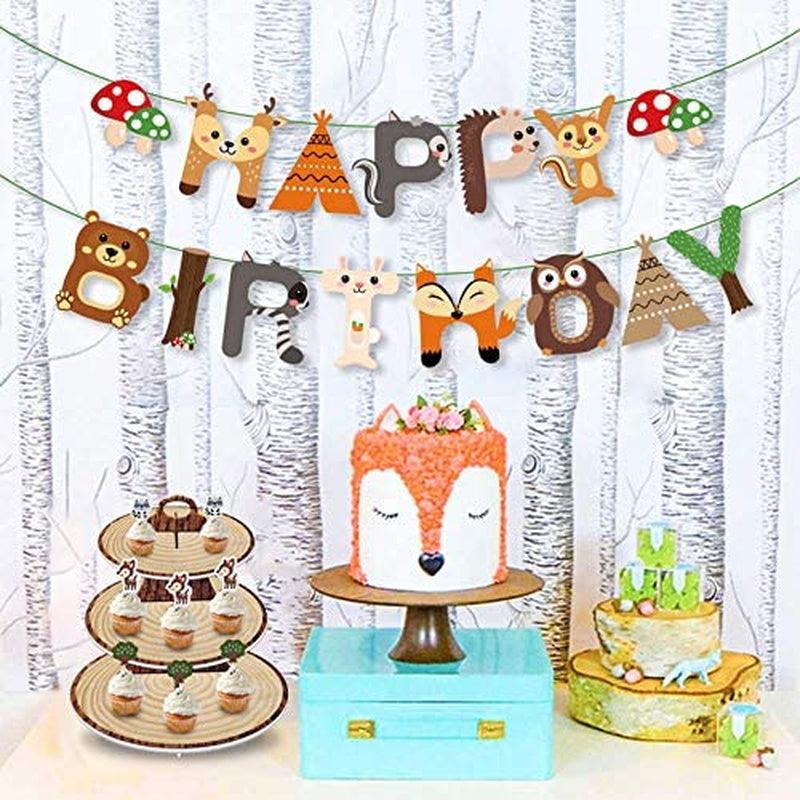 Wood-Grain 3-Tier Cardboard Cupcake Stand/Tower | Wild One, Woodland Animal Baby Shower WoodArtSupply