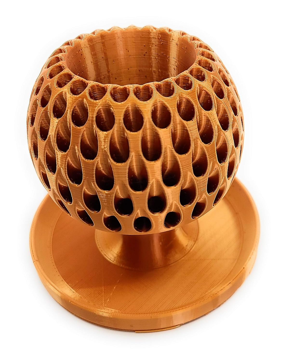 3D Printed Paint Brush Holder - Artificial Flower Vase - Copper Color