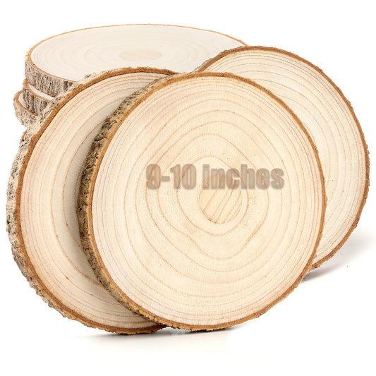 6pcs Large Wood Slices for Centerpieces 9-10 inches Wood Rounds for Tables Decor Rustic Wood Circles for DIY Crafts and Wedding Decor Round Wooden