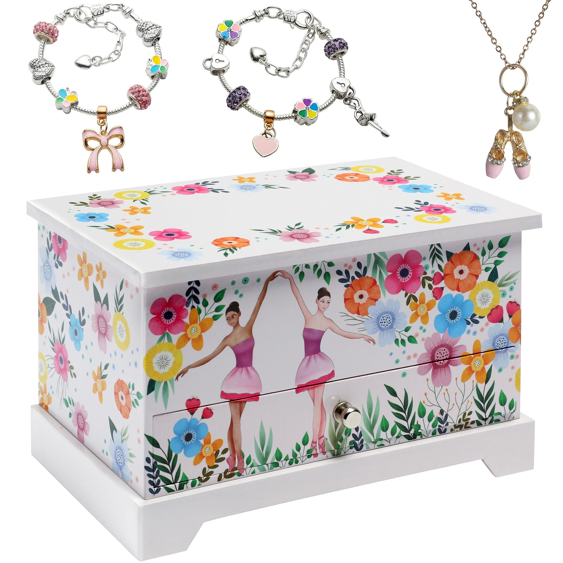 ABI + OLIE Ballerina Kids Jewelry Box for Girls - Little Girls Jewelry Box - Musical Jewelry Box for Girls 4-12 - Music Boxes for Girls - Perfect - WoodArtSupply