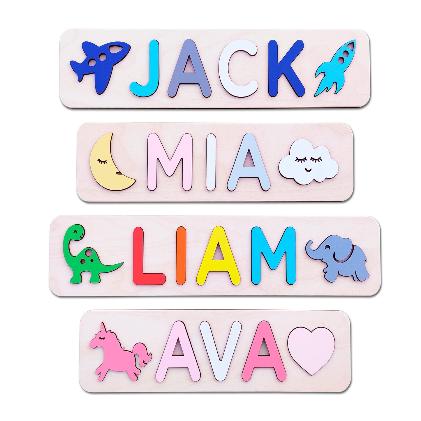 Personalized Wood Name Puzzle Montessori Toys Nursery Decor Customized Puzzle Educational Toys Sensory Toys 1st birthday Girl Gifts Custom Name - WoodArtSupply